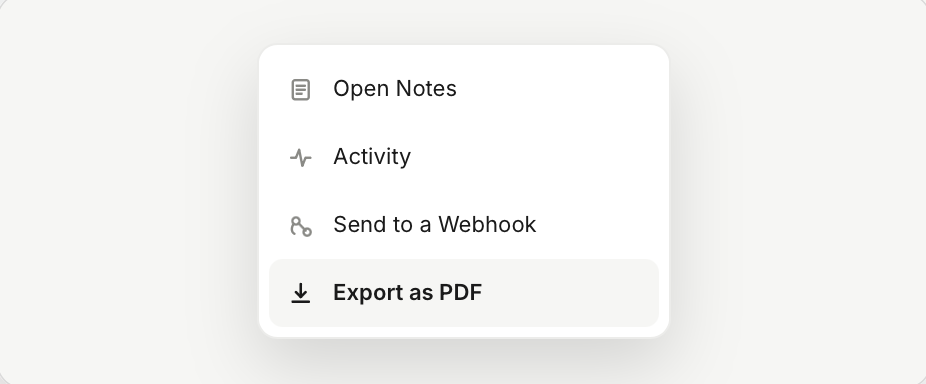 Carousel Portal — application ⋮ menu with Send to a Webhook